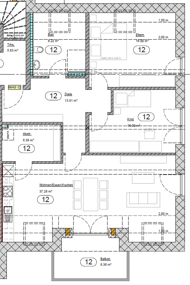 Wohnung zur Miete - Neubau 1.313 € 3 Zimmer 101 m² 1. Geschoss frei ab 15.09.2025 Olk Ralingen 54310