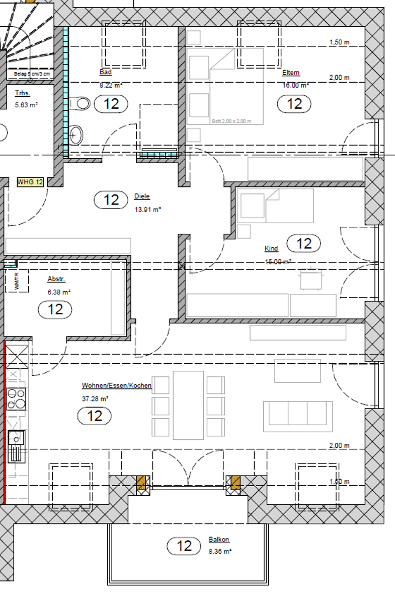 Wohnung zur Miete - Neubau 1.313 € 3 Zimmer 101 m² 1. Geschoss frei ab 15.09.2025 Olk Ralingen 54310