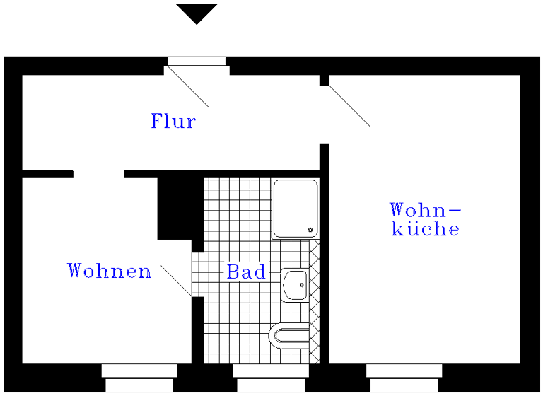 Wohnung zur Miete 132 € 2 Zimmer 24 m² frei ab sofort Kurze Straße 2 Zschopau 09405