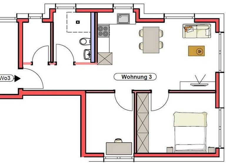 Wohnung zur Miete - Erstbezug 795 € 3 Zimmer 53 m² 1. Geschoss frei ab 01.06.2026 Vogesenstr. 30 Marlen Kehl-Marlen 77694