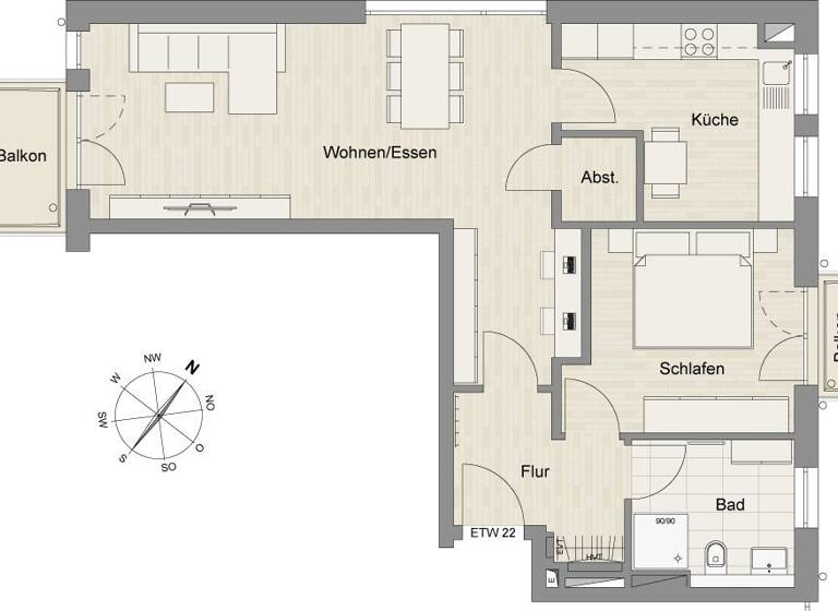 Wohnung zum Kauf 690.900 € 2 Zimmer 68,4 m²<br/>Wohnfläche 1.<br/>Geschoss Obere Bahnhofstrasse 32 Germering Germering 82110