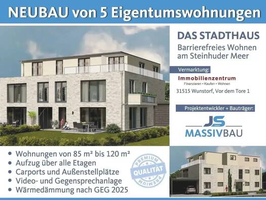Terrassenwohnung zum Kauf - Erstbezug provisionsfrei 384.500 € 3 Zimmer 90 m² 1. Geschoss Großenheidorner Strasse 50 Steinhude Wunstorf 31515