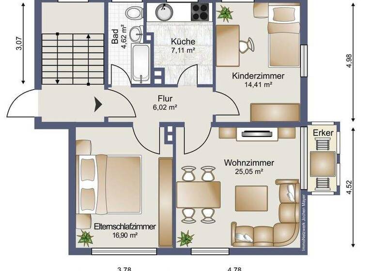 Wohnung zum Kauf 172.000 € 3 Zimmer 73,1 m² 1. Geschoss Trier-Süd Trier 54290
