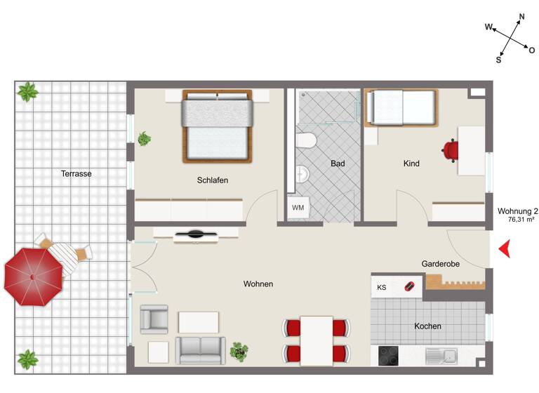 Wohnung zum Kauf provisionsfrei 377.700 € 3 Zimmer 76,3 m² frei ab sofort Saal 93342