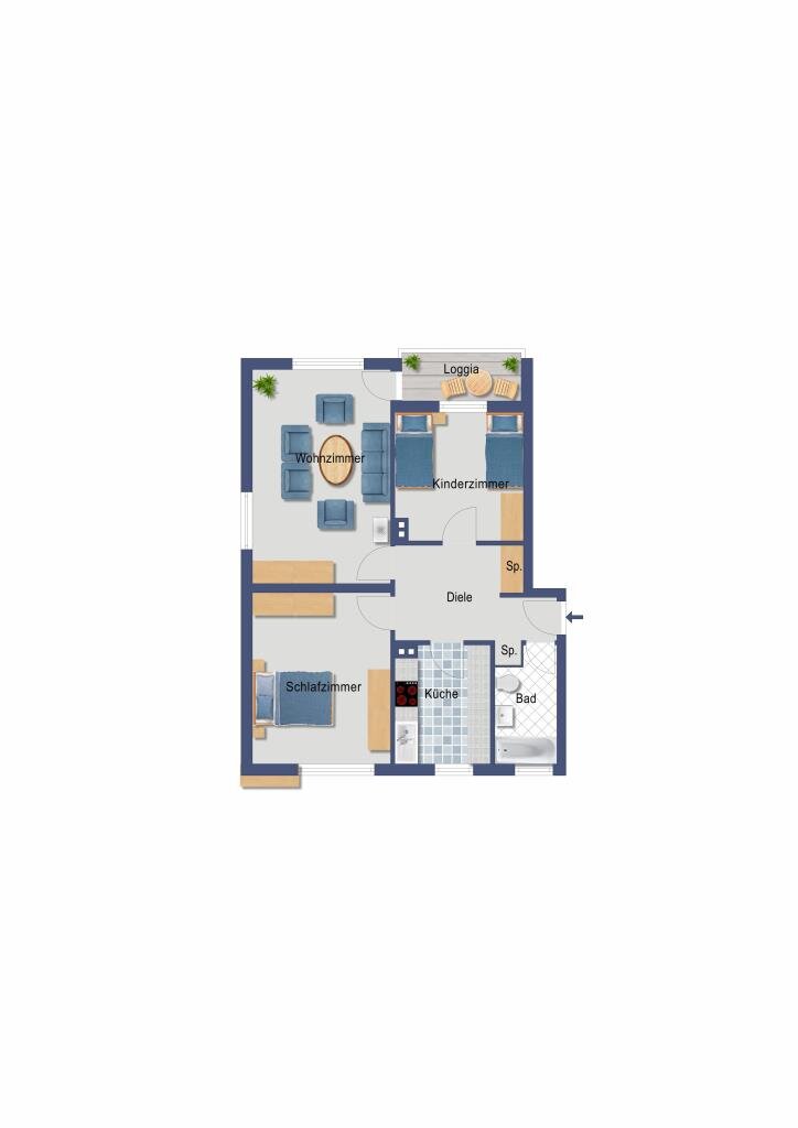 Wohnung zum Kauf provisionsfrei 215.100 € 3 Zimmer 73,1 m²<br/>Wohnfläche EG<br/>Geschoss Mescheder Straße 1 Merheim Köln 51109