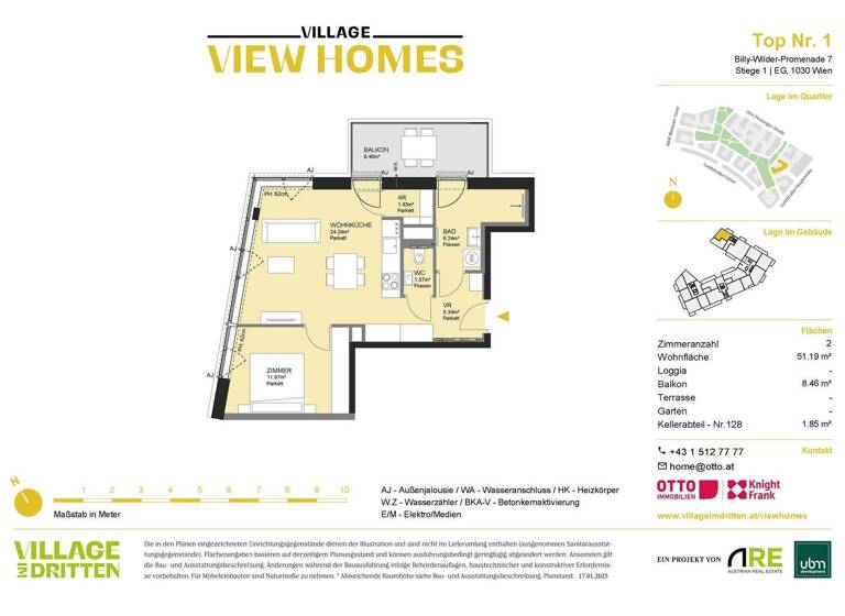 Wohnung zum Kauf - Erstbezug 349.000 € 2 Zimmer 51,2 m² EG Wien 1030