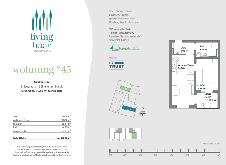 Wohnung zur Miete 1.095 € 2 Zimmer 41 m² EG frei ab 01.05.2026 Haar 85540
