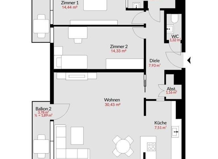 Wohnung zum Kauf 795.000 € 3 Zimmer 86,5 m² 6. Geschoss Bogenhausen München 81679