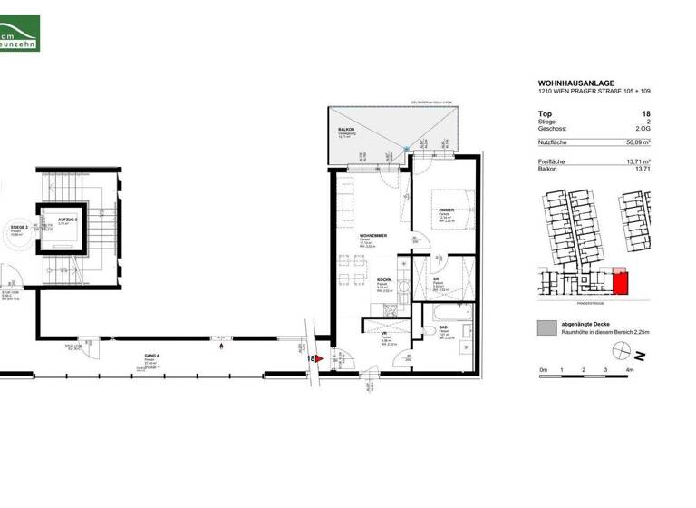 Wohnung zur Miete 681 € 2 Zimmer 56,1 m² 2. Geschoss frei ab 01.10.2026 Prager Straße 105 + 109 Wien 1210