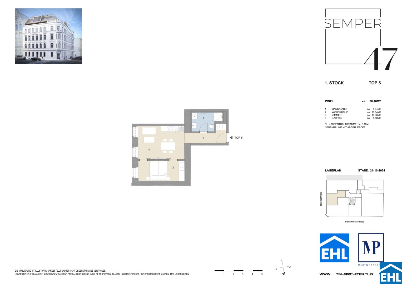 Wohnung zum Kauf 340.000 € 2 Zimmer 38,5 m²<br/>Wohnfläche 1.<br/>Geschoss Semperstraße Wien 1180