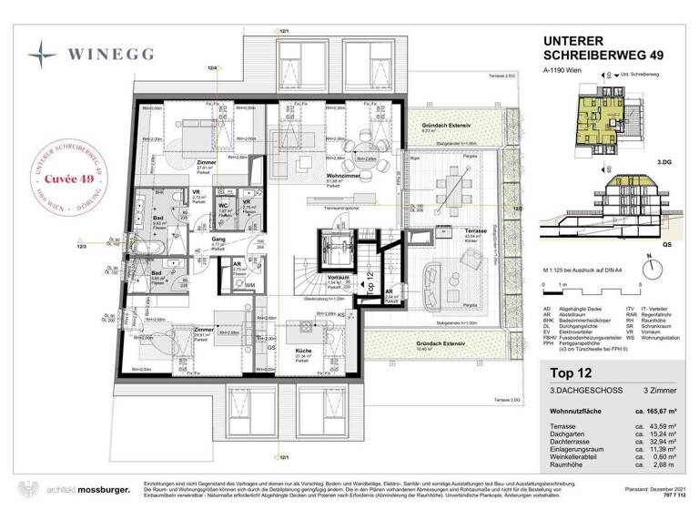 Wohnung zum Kauf - Erstbezug 1.990.000 € 3 Zimmer 165,7 m² 4. Geschoss Unterer Schreiberweg Wien 1190