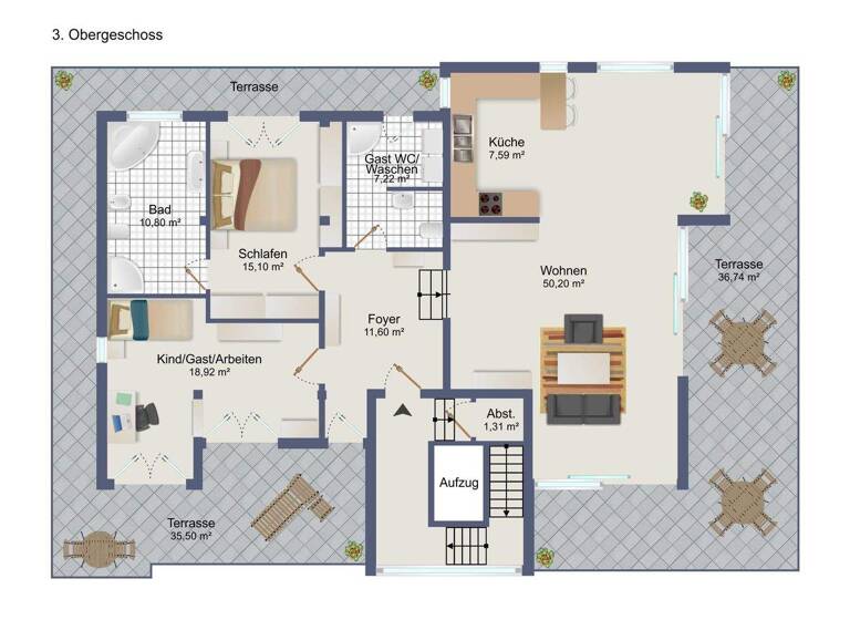 Wohnung zum Kauf 890.000 € 3 Zimmer 158,9 m² 3. Geschoss Darmstadt 64285