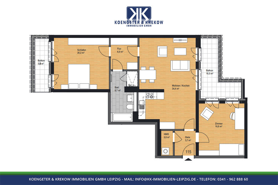 Wohnung zur Miete 1.514 € 3 Zimmer 108,1 m²<br/>Wohnfläche 3.<br/>Geschoss Prager Straße 109 Reudnitz-Thonberg Leipzig 04317