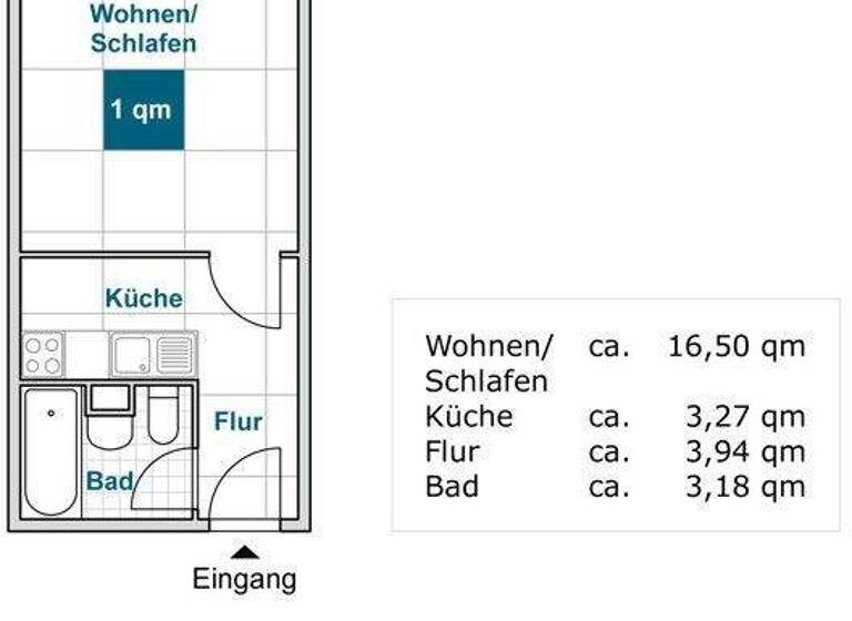 Studio zur Miete 239 € 1 Zimmer 26,9 m² 11. Geschoss frei ab 11.04.2026 Michelangelostr. 1 Räcknitz/Zschertnitz Dresden 01217