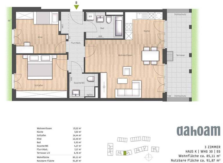 Wohnung zum Kauf 650.000 € 3 Zimmer 85,1 m² EG Vaterstetten 85591