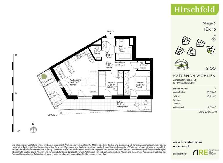 Wohnung zum Kauf - Erstbezug provisionsfrei 415.000 € 3 Zimmer 65,7 m² 2. Geschoss Wien 1210