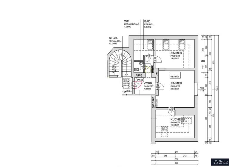 Wohnung zum Kauf 139.000 € 2 Zimmer 63,9 m² 2. Geschoss Hügelgasse Bad Vöslau 2540