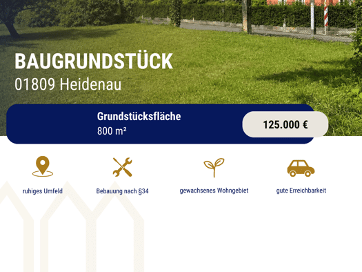 Grundstück zum Kauf 125.000 € 800 m² Grundstück Heidenau 01809