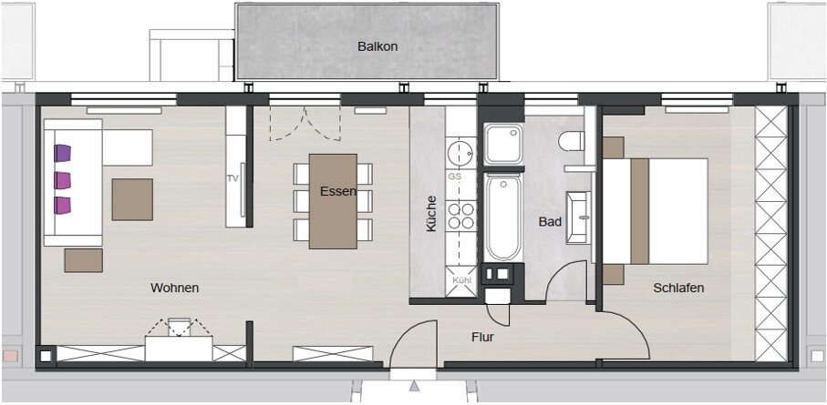 Wohnung zur Miete 1.390 € 2,5 Zimmer 67,6 m²<br/>Wohnfläche EG<br/>Geschoss Ostheim Stuttgart 70190