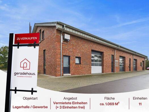 Lagerhalle zum Kauf 1.200.000 € 1.069 m² Lagerfläche teilbar ab 64 m² Nordhorn 48529