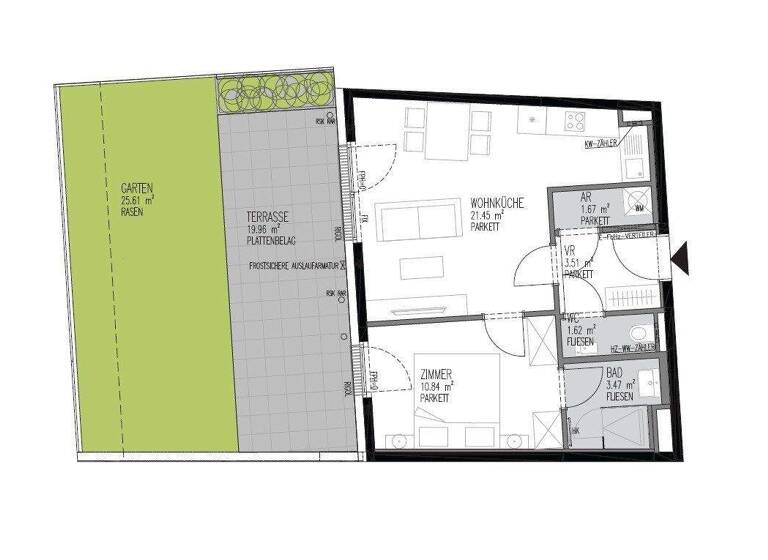 Wohnung zur Miete - Erstbezug 890 € 2 Zimmer 42,6 m² EG Versorgungsheimstraße Wien 1130