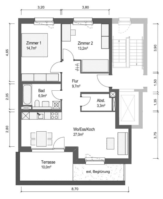 Wohnung zur Miete 1.145 € 3 Zimmer 78,9 m²<br/>Wohnfläche 4.<br/>Geschoss ab sofort<br/>Verfügbarkeit John-F.-Kennedy-Boulevard 10 Kasernen West Bamberg 96052