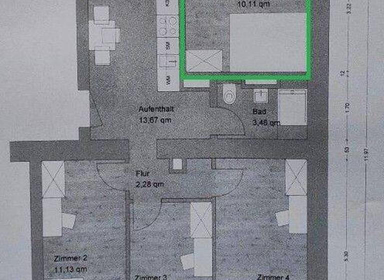 Studio zur Miete 365 € 1 Zimmer 10 m² 3. Geschoss frei ab sofort Pillenreuther Straße 51 Gibitzenhof Nürnberg 90461