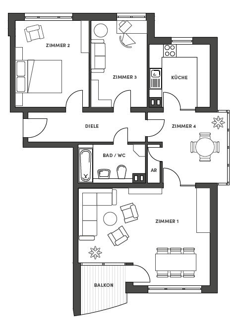 Wohnung zum Kauf 273.000 € 4 Zimmer 87,3 m²<br/>Wohnfläche 1.<br/>Geschoss Winckelmannstraße 77 Johannisthal Berlin / Johannisthal 12487