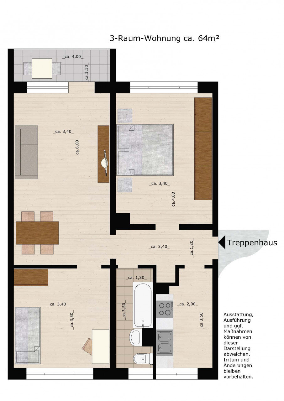 Wohnung zur Miete 430 € 3 Zimmer 63,4 m²<br/>Wohnfläche 4.<br/>Geschoss Knobelsdorffallee 22 Mosigkau Dessau-Roßlau 06847