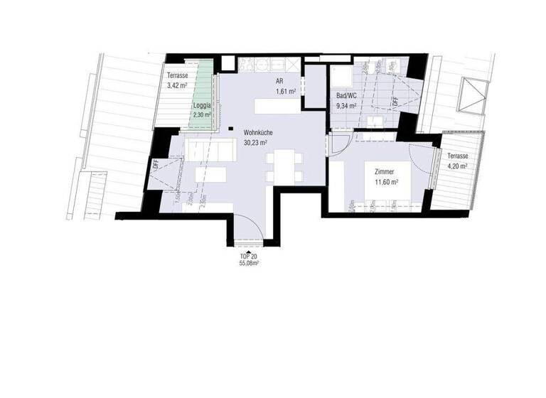 Wohnung zum Kauf - Erstbezug 691.100 € 2 Zimmer 52,8 m² 5. Geschoss Wien,Mariahilf 1060