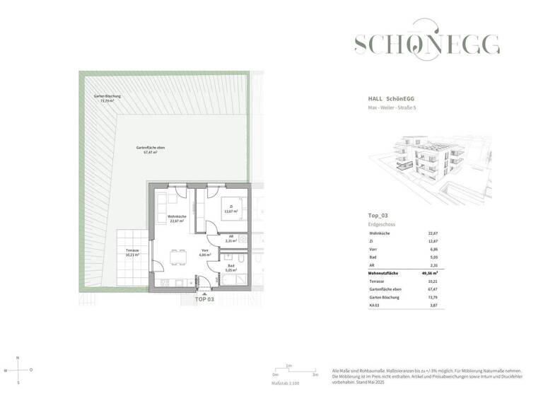 Wohnung zum Kauf - Erstbezug 413.400 € 2 Zimmer 49,6 m² EG Hall in Tirol 6060