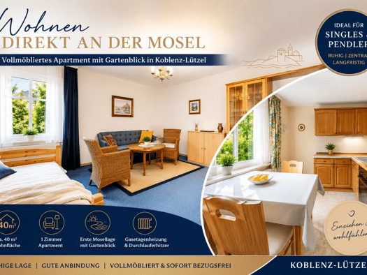 Studio zur Miete 490 € 1 Zimmer 40 m² frei ab sofort Lützel Koblenz 56070