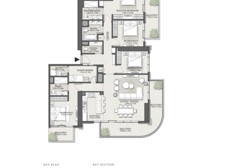 Wohnung zum Kauf 2.709.541 € 6 Zimmer 231,4 m² Dubai