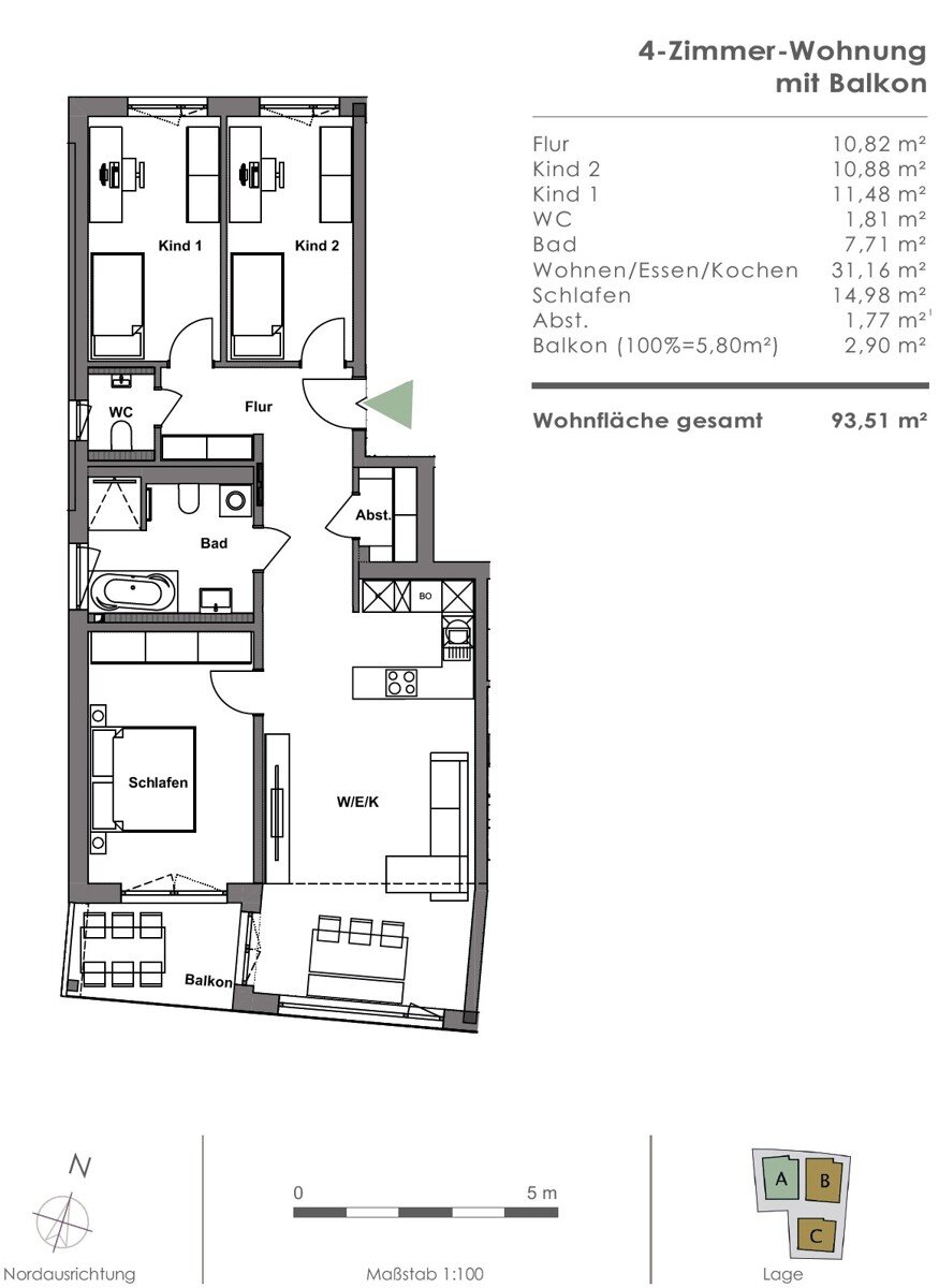 Wohnung zum Kauf 649.800 € 4 Zimmer 93,5 m²<br/>Wohnfläche West Landshut 84034