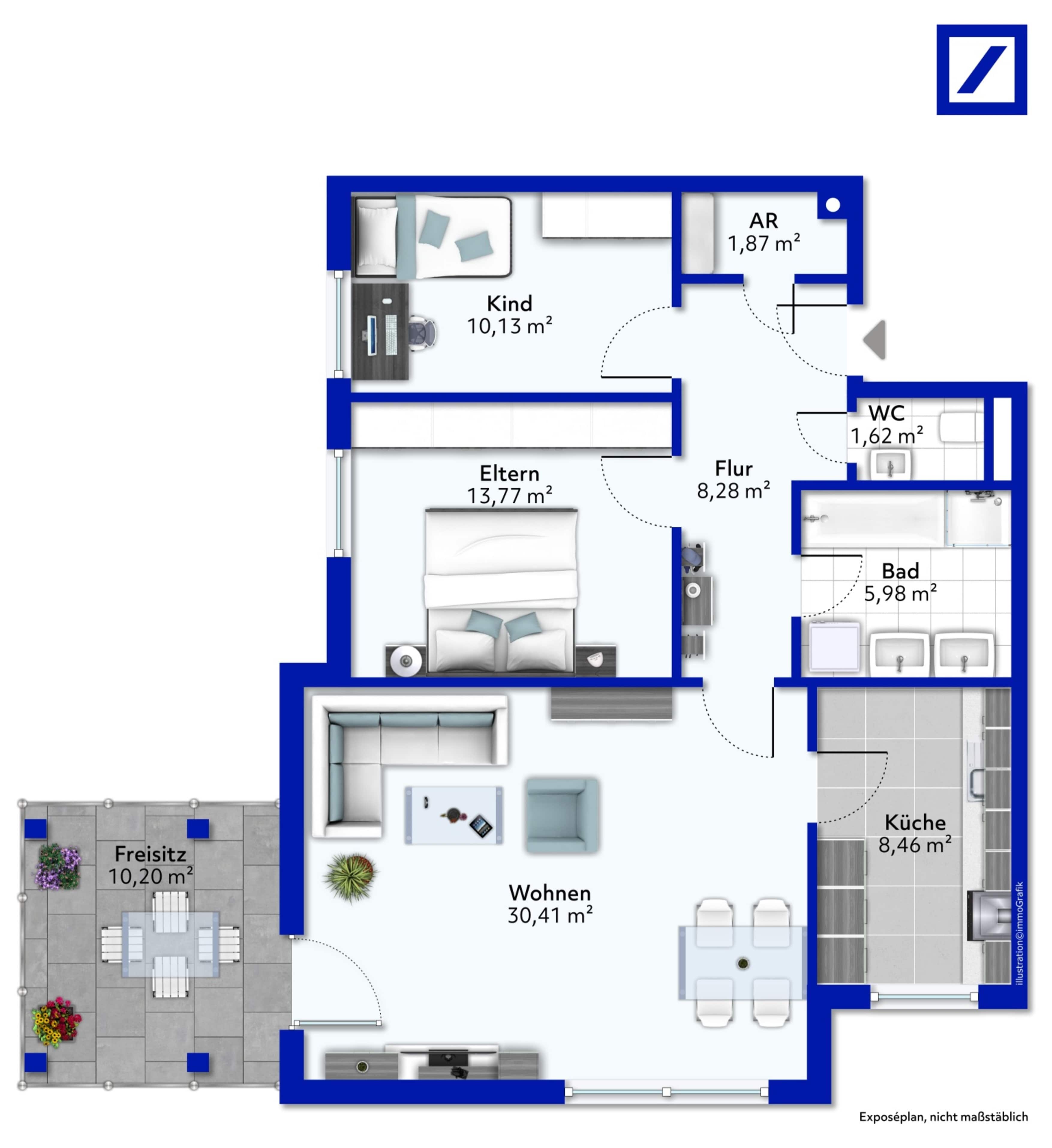 Wohnung zum Kauf 341.500 € 3 Zimmer 86 m²<br/>Wohnfläche 1.<br/>Geschoss Hochzoll - Süd Augsburg 86163