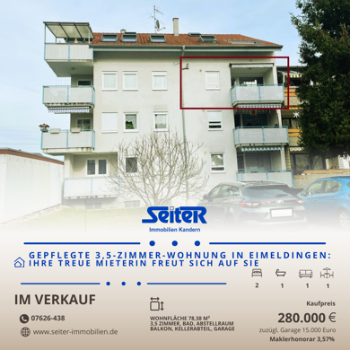 Wohnung zum Kauf 295.000 € 3,5 Zimmer 78 m² Eimeldingen 79591