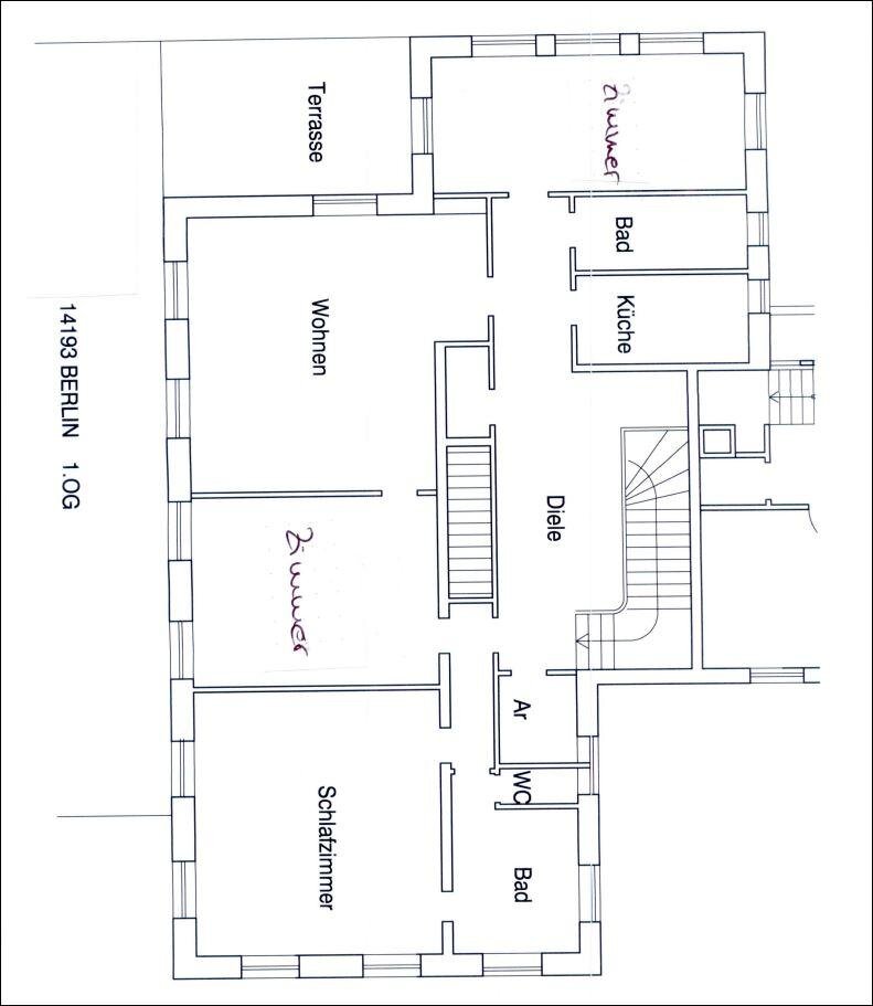 Wohnung zur Miete 3.940 € 4 Zimmer 221 m²<br/>Wohnfläche 1.<br/>Geschoss Griegstrasse 00 Grunewald Berlin 14193