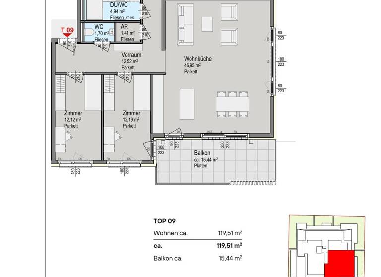 Wohnung zum Kauf - Erstbezug provisionsfrei 998.000 € 4 Zimmer 119,5 m² 1. Geschoss Wien 1140