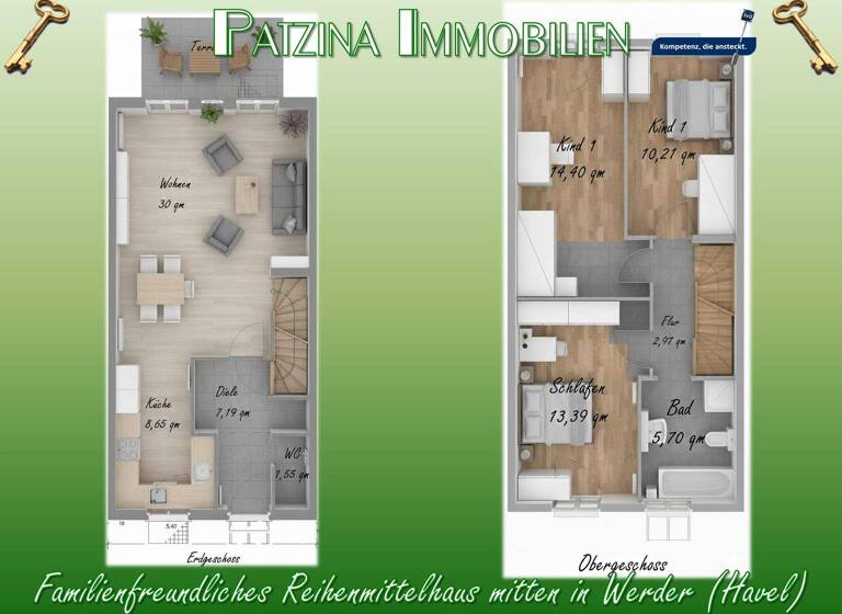 Reihenmittelhaus zum Kauf 419.000 € 5 Zimmer 124,1 m² 145,8 m² Grundstück frei ab sofort Werder (Havel) 14542