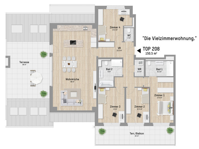 Wohnung zum Kauf 1.199.900 € 5 Zimmer 150,5 m²<br/>Wohnfläche Lobaugasse 25 Wien 1220