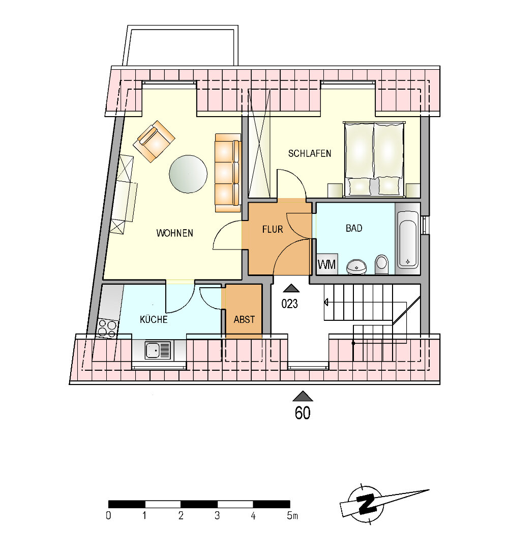 Wohnung zur Miete nur mit Wohnberechtigungsschein 245 € 2 Zimmer 47,1 m²<br/>Wohnfläche 2.<br/>Geschoss 01.04.2025<br/>Verfügbarkeit Wallstraße 60 Lennep - Altstadt Remscheid 42897