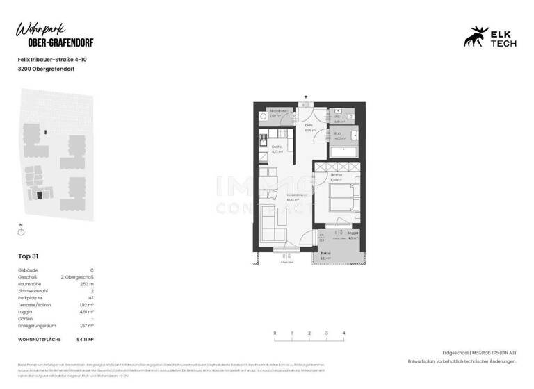 Wohnung zum Kauf - Erstbezug provisionsfrei 182.044 € 2 Zimmer 2. Geschoss Ober-Grafendorf 3200