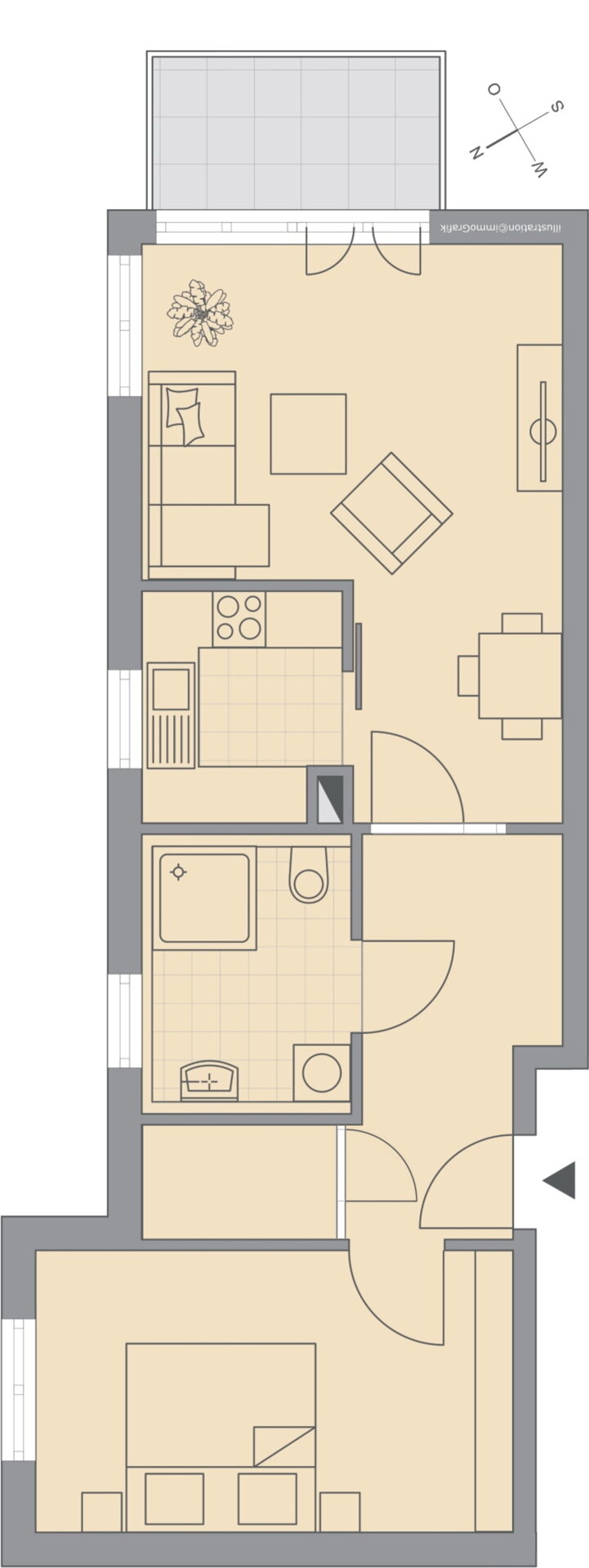 Wohnung zum Kauf 334.000 € 2 Zimmer 63 m²<br/>Wohnfläche 1.<br/>Geschoss Waldsee Freiburg i. Br. 79117