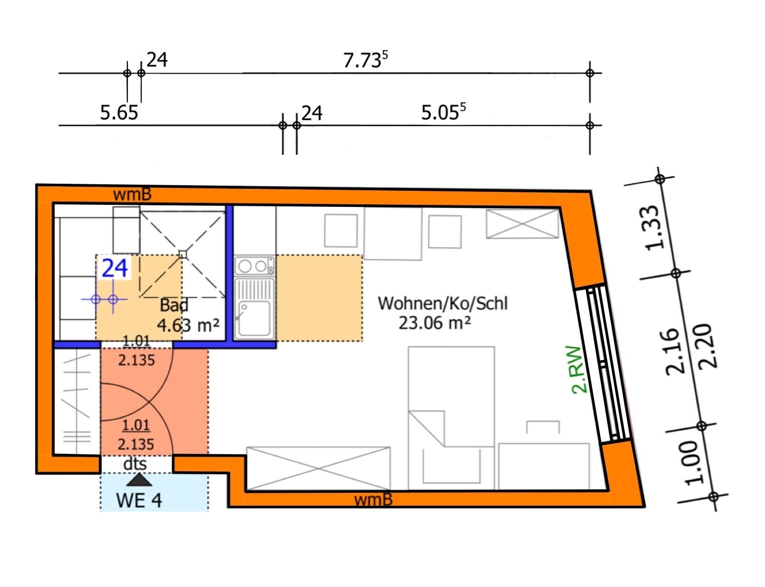 Wohnung zum Kauf provisionsfrei 165.000 € 1 Zimmer 24,4 m²<br/>Wohnfläche EG<br/>Geschoss Alt-Endenich Bonn 53121