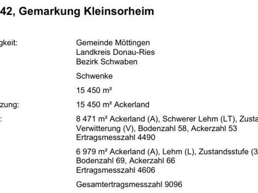 Land-/Forstwirtschaft zum Kauf 196.215 € 15.450 m² Grundstück Möttingen Möttingen 86753