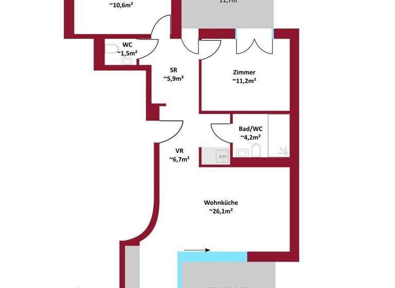 Wohnung zur Miete - Erstbezug 1.355 € 3 Zimmer 66,2 m² frei ab 01.05.2026 Wien 1210