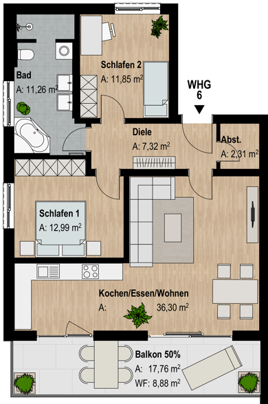 Wohnung zum Kauf 409.095 € 3 Zimmer 90,9 m² Abenberg Abenberg 91183