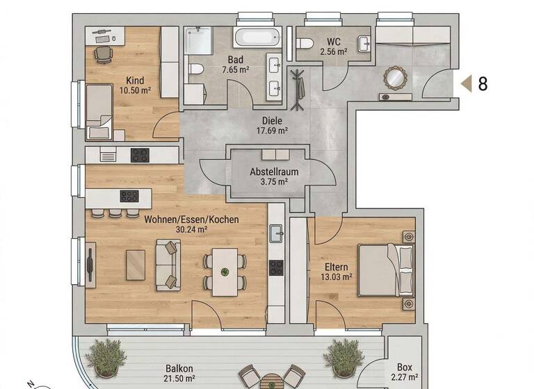 Wohnung zum Kauf 550.000 € 3 Zimmer 85,5 m² Beim Schießstand 18 Feldkirch 6800