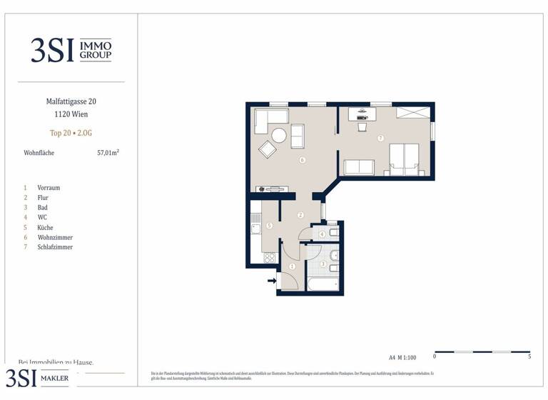 Wohnung zum Kauf 369.000 € 2 Zimmer 57 m² 2. Geschoss Malfattigasse 20 Wien 1120