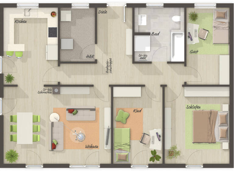 Einfamilienhaus zum Kauf - Neubau 298.330 € 4 Zimmer 110 m²<br/>Wohnfläche 1.125 m²<br/>Grundstück Am Stoben 0 Kirchedlau Könnern OT Kirchedlau 06420
